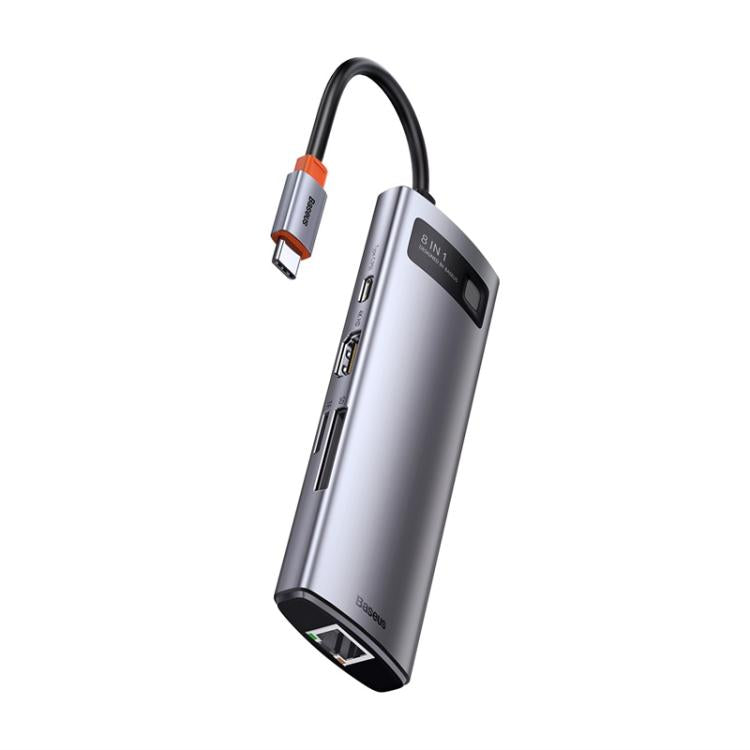 Baseus Metallic Glow Series CAHUB-CV0G 8 in 1 Multifunctional Type-C HUB Docking Station - Space Gray