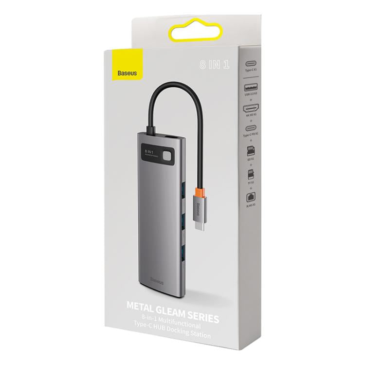 Baseus Metallic Glow Series CAHUB-CV0G 8 in 1 Multifunctional Type-C HUB Docking Station - Space Gray