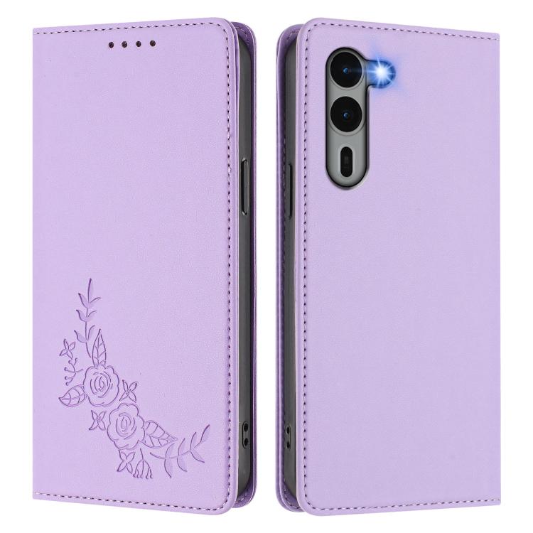 For Fujitsu Arrows We2 Plus / F-51E Peony Embossed Magnetic RFID Vegan Leather Phone Case