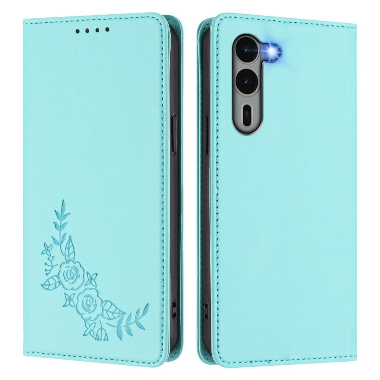 For Fujitsu Arrows We2 Plus / F-51E Peony Embossed Magnetic RFID Vegan Leather Phone Case