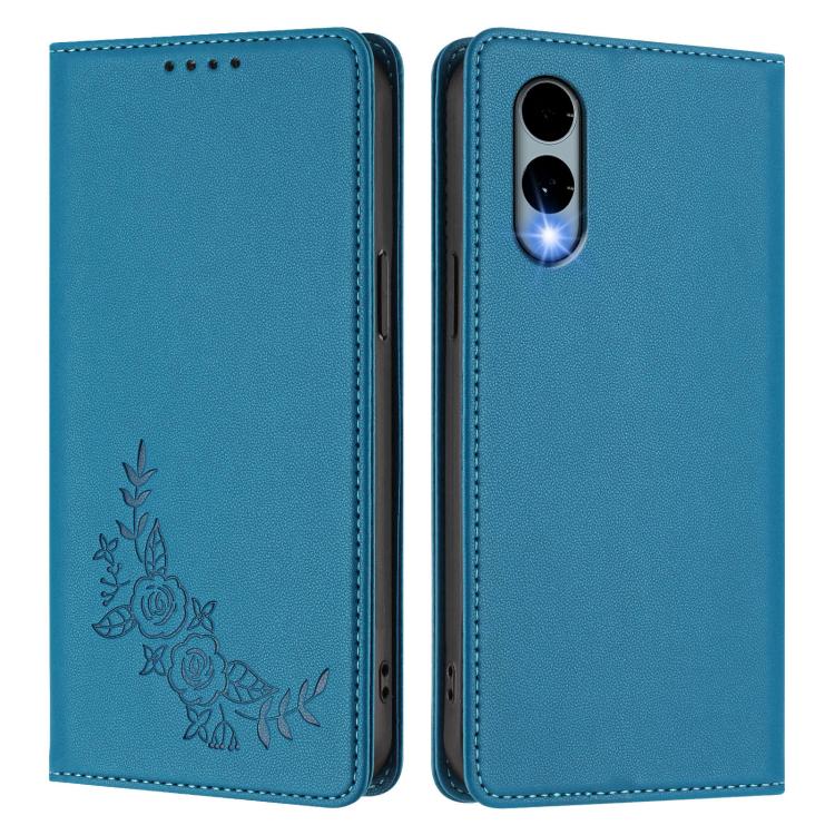 For Fujitsu Arrows We2 / F-52E Peony Embossed Magnetic RFID Vegan Leather Phone Case
