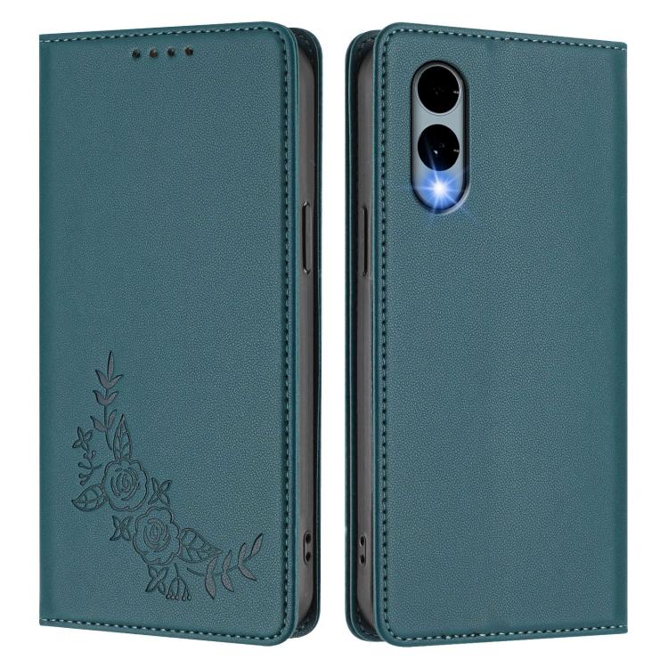 For Fujitsu Arrows We2 / F-52E Peony Embossed Magnetic RFID Vegan Leather Phone Case