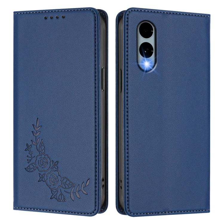 For Fujitsu Arrows We2 / F-52E Peony Embossed Magnetic RFID Vegan Leather Phone Case