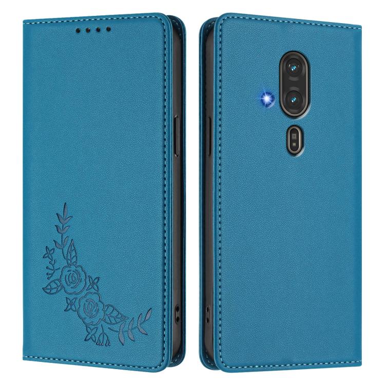 For Fujitsu FCNT RakuRaku / F-53E Peony Embossed Magnetic RFID Vegan Leather Phone Case