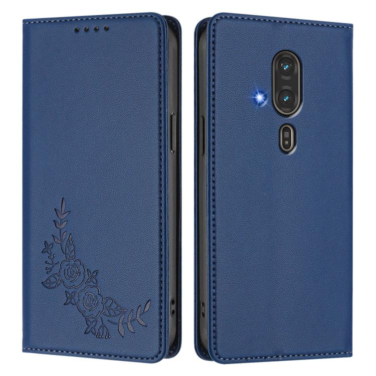 For Fujitsu FCNT RakuRaku / F-53E Peony Embossed Magnetic RFID Vegan Leather Phone Case