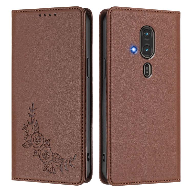 For Fujitsu FCNT RakuRaku / F-53E Peony Embossed Magnetic RFID Vegan Leather Phone Case