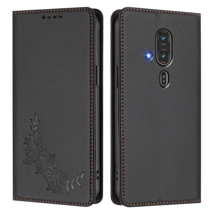 For Fujitsu FCNT RakuRaku / F-53E Peony Embossed Magnetic RFID Vegan Leather Phone Case
