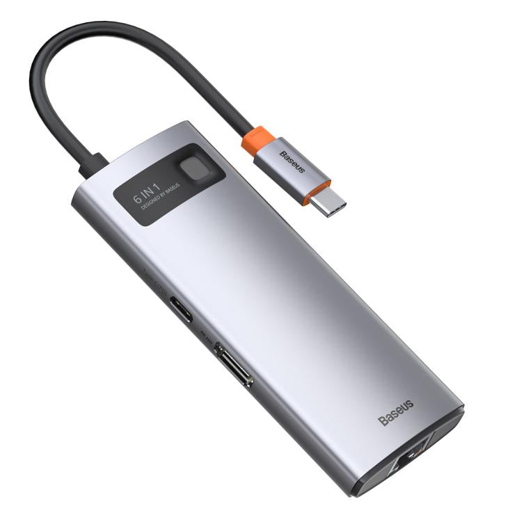Baseus Metallic Glow Series CAHUB-CW0G 6 in 1 Multifunctional Type-C HUB Docking Station - Space Gray