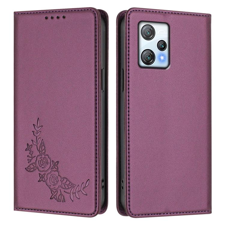 For Blackview A53 Peony Embossed Magnetic RFID Vegan Leather Phone Case