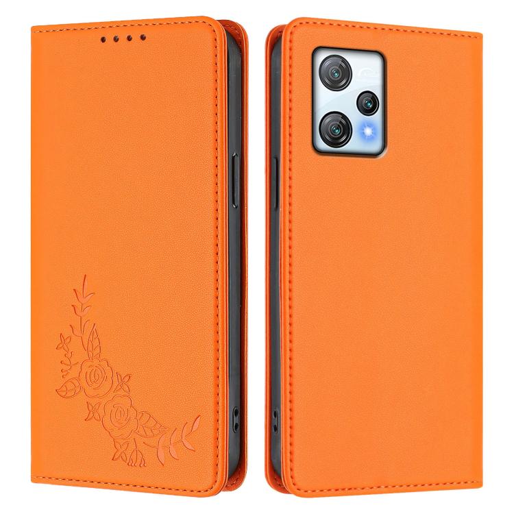 For Blackview A53 Peony Embossed Magnetic RFID Vegan Leather Phone Case