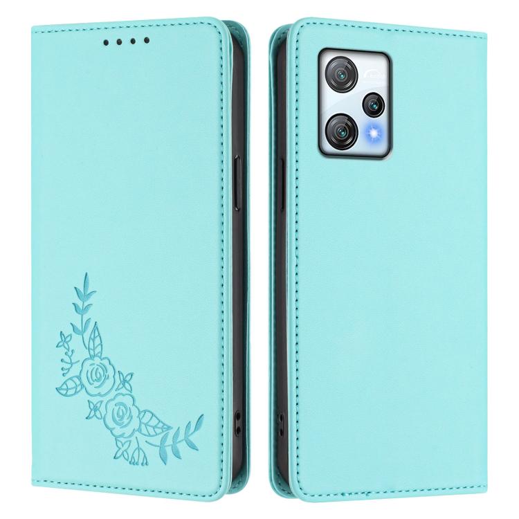 For Blackview A53 Peony Embossed Magnetic RFID Vegan Leather Phone Case