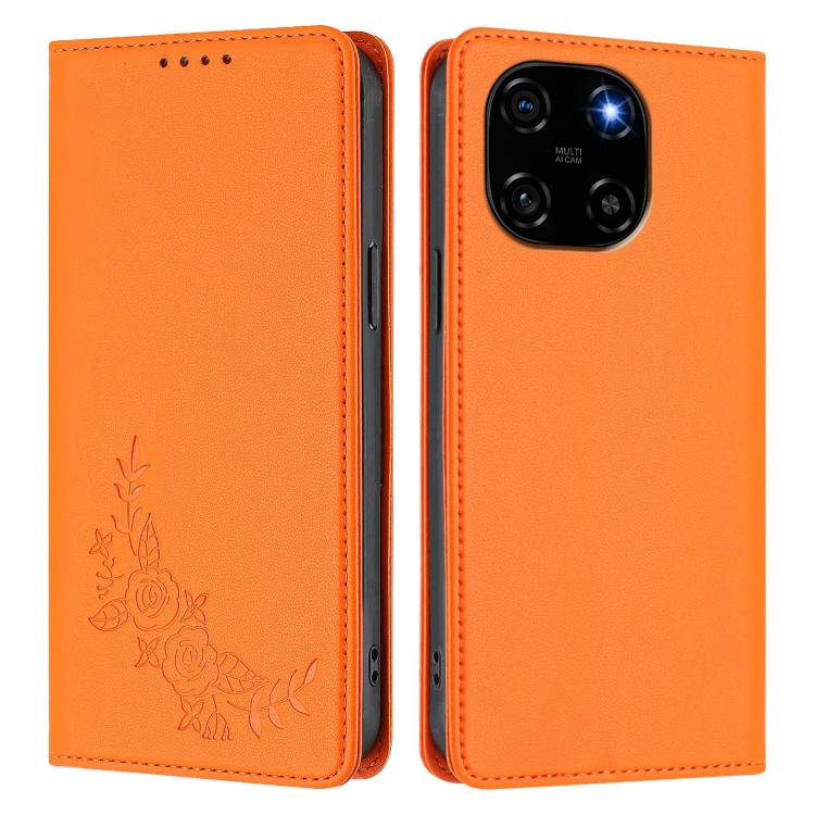 For Blackview Color 6 Peony Embossed Magnetic RFID Vegan Leather Phone Case