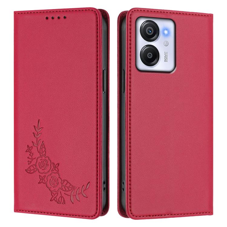 For Blackview Oscal Modern 8 / Color 8 Peony Embossed Magnetic RFID Vegan Leather Phone Case