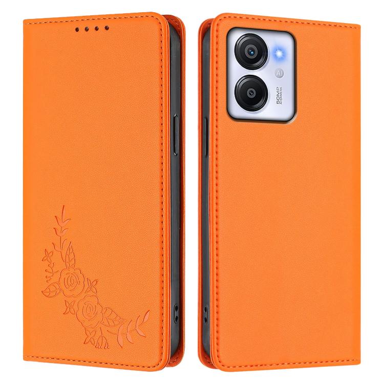 For Blackview Oscal Modern 8 / Color 8 Peony Embossed Magnetic RFID Vegan Leather Phone Case
