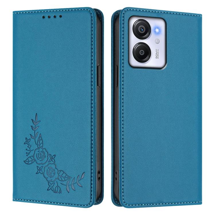For Blackview Oscal Modern 8 / Color 8 Peony Embossed Magnetic RFID Vegan Leather Phone Case