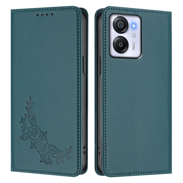 For Blackview Oscal Modern 8 / Color 8 Peony Embossed Magnetic RFID Vegan Leather Phone Case
