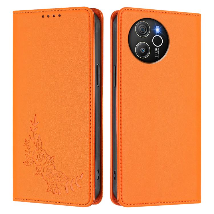 For Blackview Shark 8 / Oscal Tiger 12 Peony Embossed Magnetic RFID Vegan Leather Phone Case
