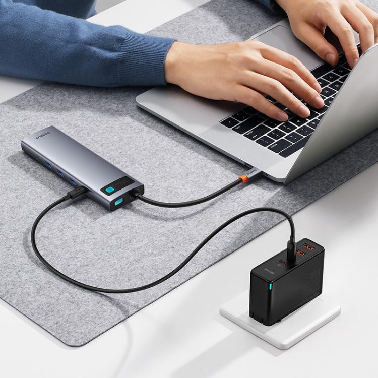 Baseus Metallic Glow Series CAHUB-CT0G 11 in 1 Multifunctional Type-C HUB Docking Station - Space Gray