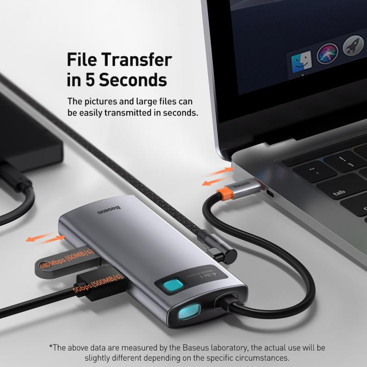Baseus Metallic Glow Series CAHUB-CY0G 4 in 1 Multifunctional Type-C HUB Docking Station - Space Gray