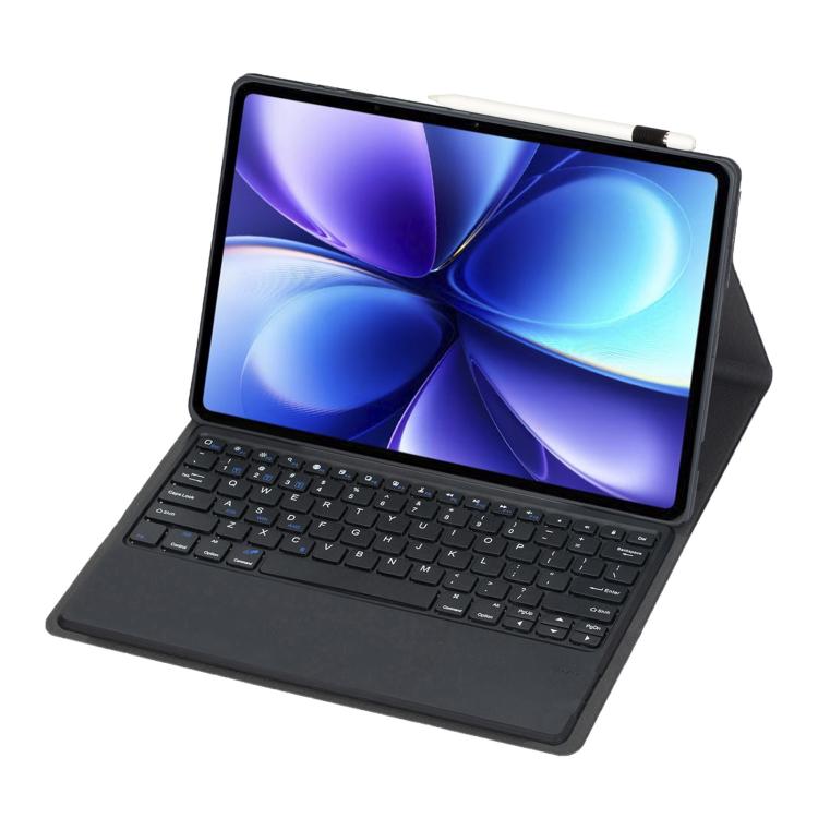 For vivo Pad6 Pro 13.2 inch 2026 Ultra-thin TPU Detachable Bluetooth Keyboard Vegan Leather Case - Black