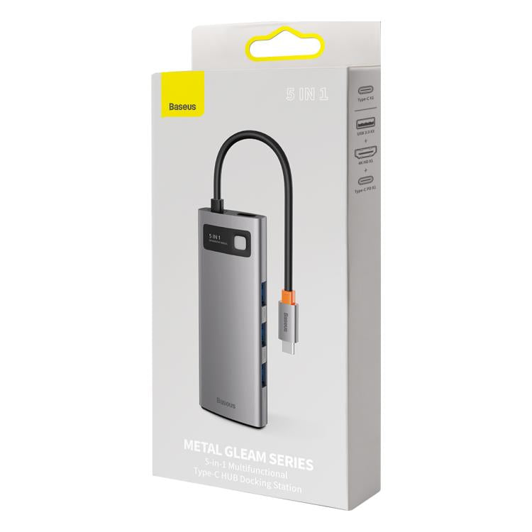 Baseus Metallic Glow Series CAHUB-CX0G 5 in 1 Multifunctional Type-C HUB Docking Station - Space Gray