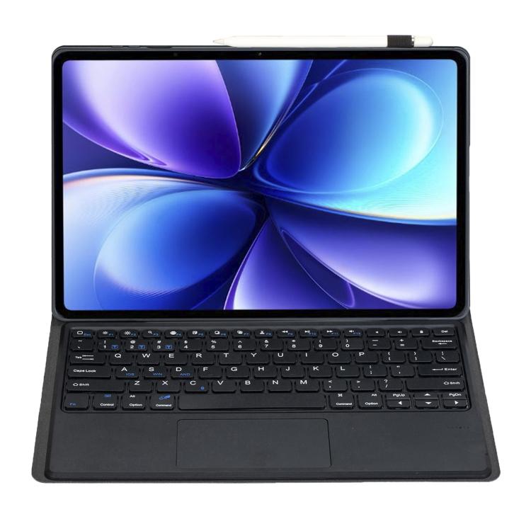 For vivo Pad6 Pro 13.2 inch 2026 Ultra-thin TPU Detachable Bluetooth Keyboard Vegan Leather Case with Touchpad - Black
