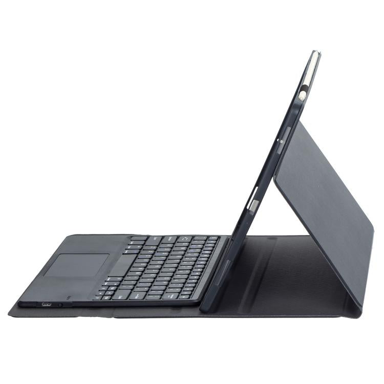 For vivo Pad6 Pro 13.2 inch 2026 Ultra-thin TPU Detachable Bluetooth Keyboard Vegan Leather Case with Touchpad - Black