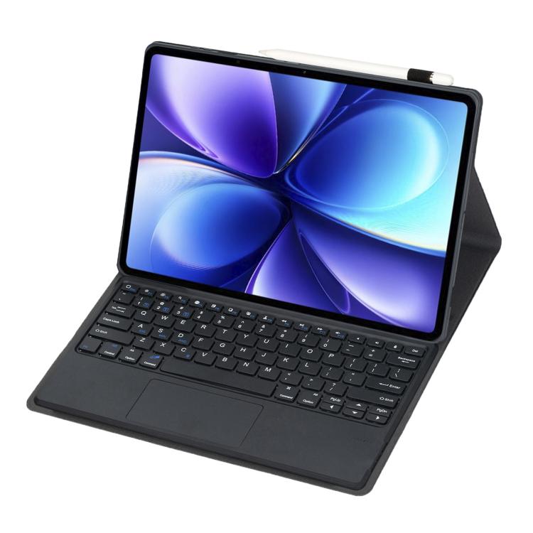 For vivo Pad6 Pro 13.2 inch 2026 Ultra-thin TPU Detachable Bluetooth Keyboard Vegan Leather Case with Touchpad - Black