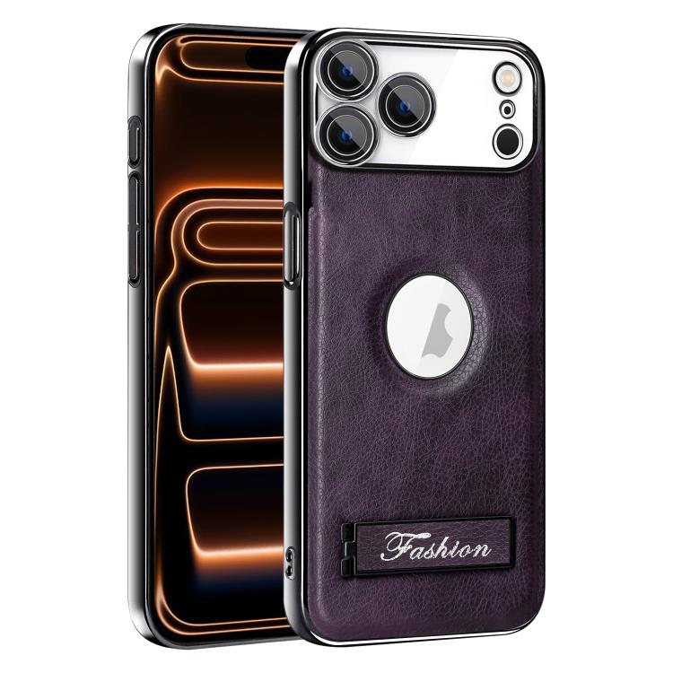 For iPhone 17 Pro Fashion Electroplated Fold Holder Shockproof Phone Case