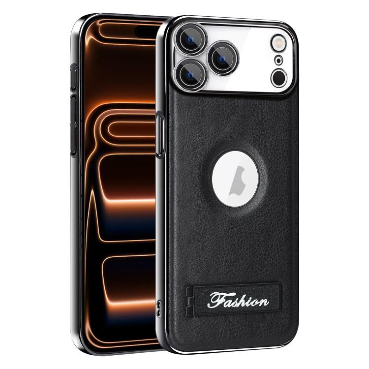 For iPhone 17 Pro Fashion Electroplated Fold Holder Shockproof Phone Case