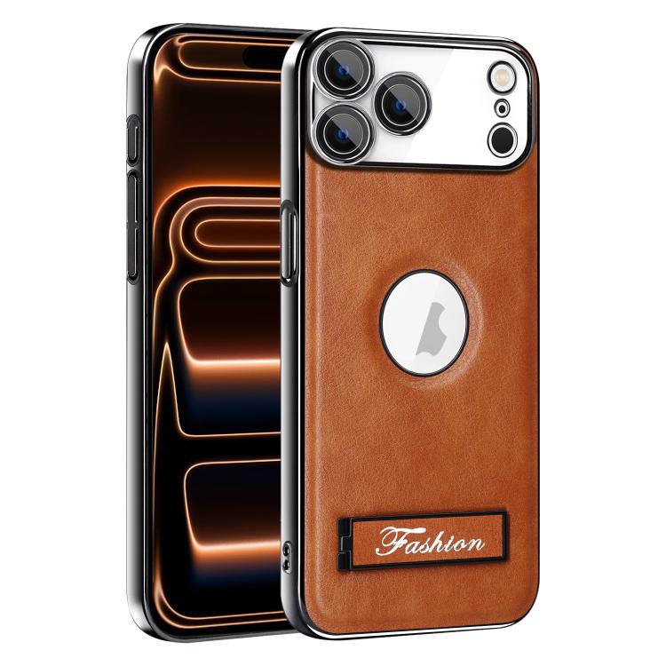 For iPhone 17 Pro Fashion Electroplated Fold Holder Shockproof Phone Case