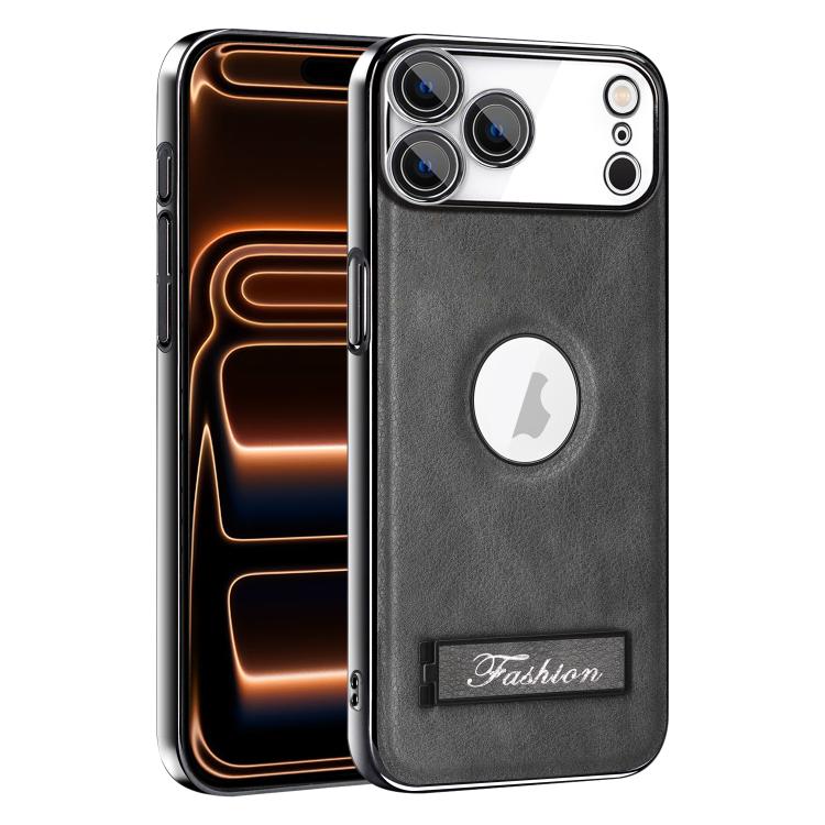 For iPhone 17 Pro Fashion Electroplated Fold Holder Shockproof Phone Case
