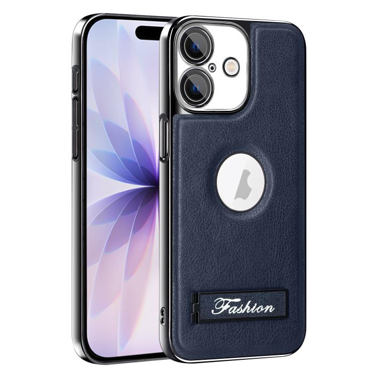 For iPhone 17 Fashion Electroplated Fold Holder Shockproof Phone Case