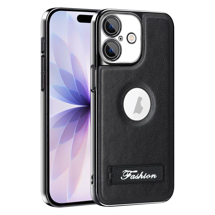 For iPhone 17 Fashion Electroplated Fold Holder Shockproof Phone Case