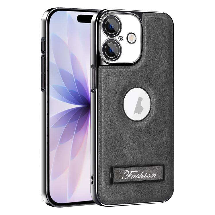 For iPhone 17 Fashion Electroplated Fold Holder Shockproof Phone Case