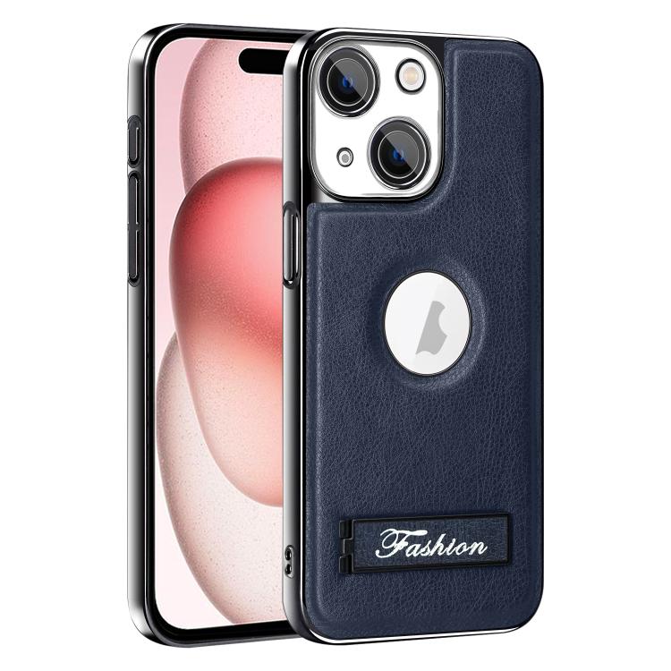 For iPhone 15 Fashion Electroplated Fold Holder Shockproof Phone Case