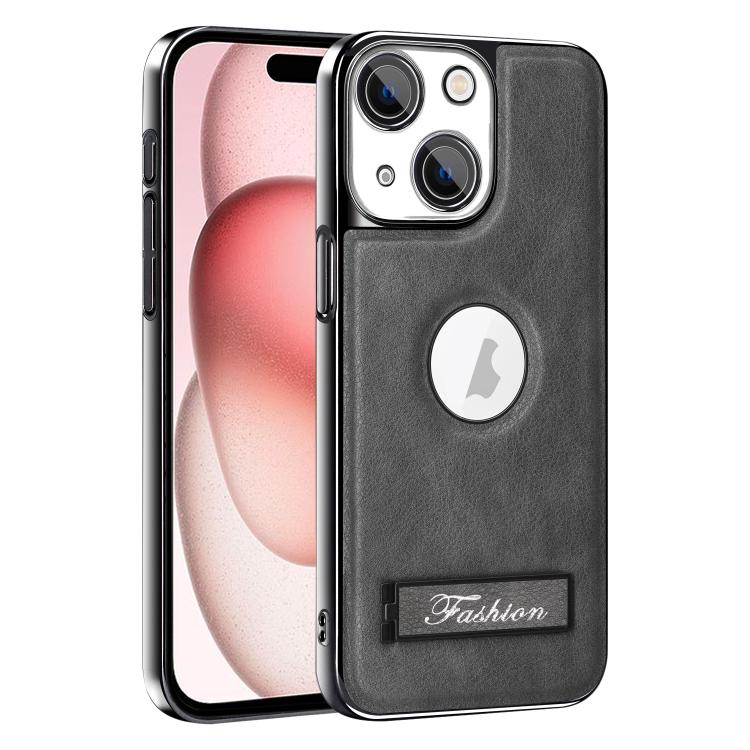 For iPhone 15 Fashion Electroplated Fold Holder Shockproof Phone Case