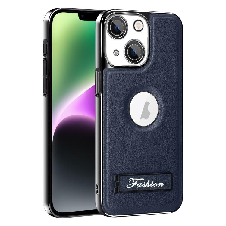For iPhone 14 Fashion Electroplated Fold Holder Shockproof Phone Case
