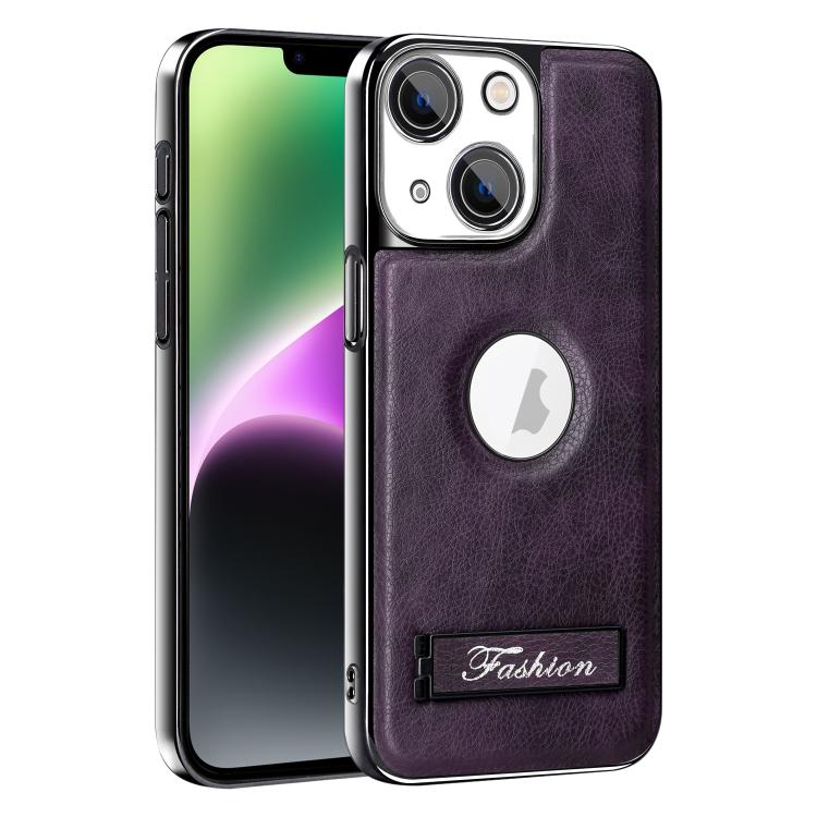 For iPhone 14 Fashion Electroplated Fold Holder Shockproof Phone Case