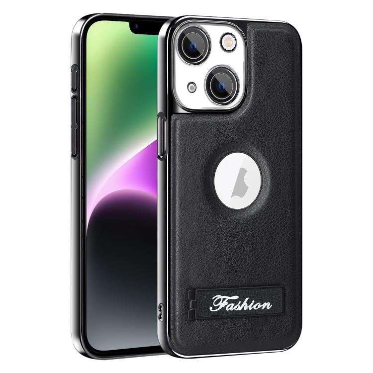 For iPhone 14 Fashion Electroplated Fold Holder Shockproof Phone Case