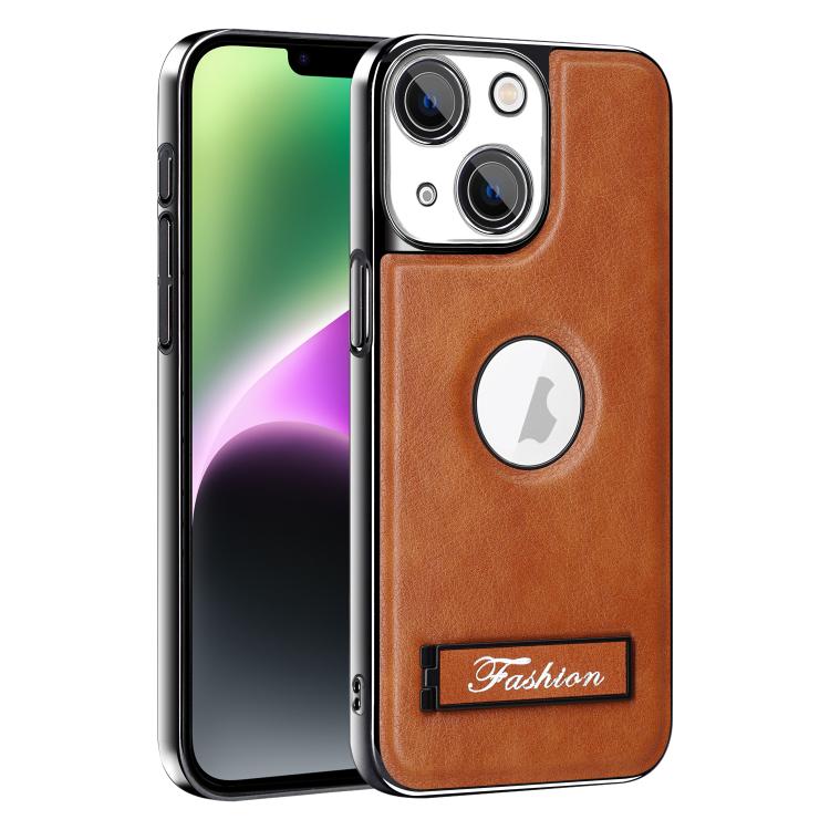 For iPhone 14 Fashion Electroplated Fold Holder Shockproof Phone Case