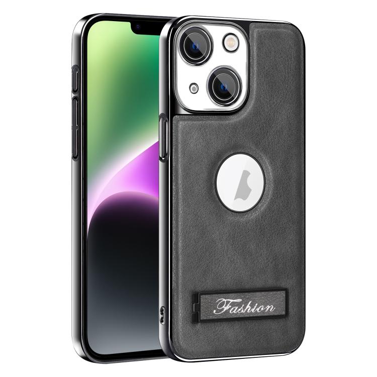 For iPhone 14 Fashion Electroplated Fold Holder Shockproof Phone Case