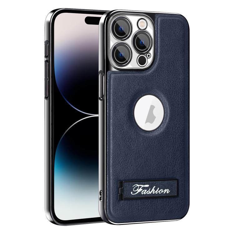 For iPhone 14 Pro Fashion Electroplated Fold Holder Shockproof Phone Case