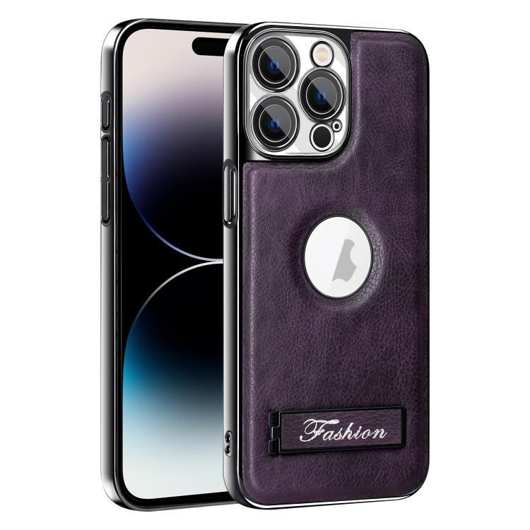 For iPhone 14 Pro Fashion Electroplated Fold Holder Shockproof Phone Case