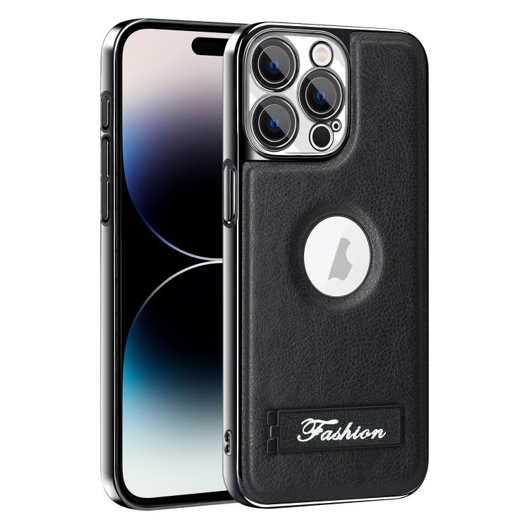 For iPhone 14 Pro Fashion Electroplated Fold Holder Shockproof Phone Case