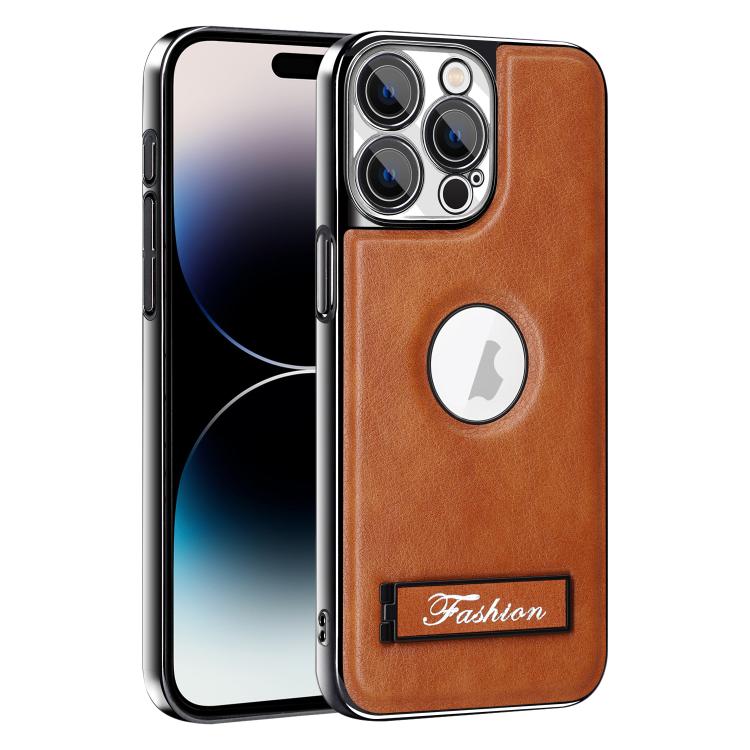 For iPhone 14 Pro Fashion Electroplated Fold Holder Shockproof Phone Case