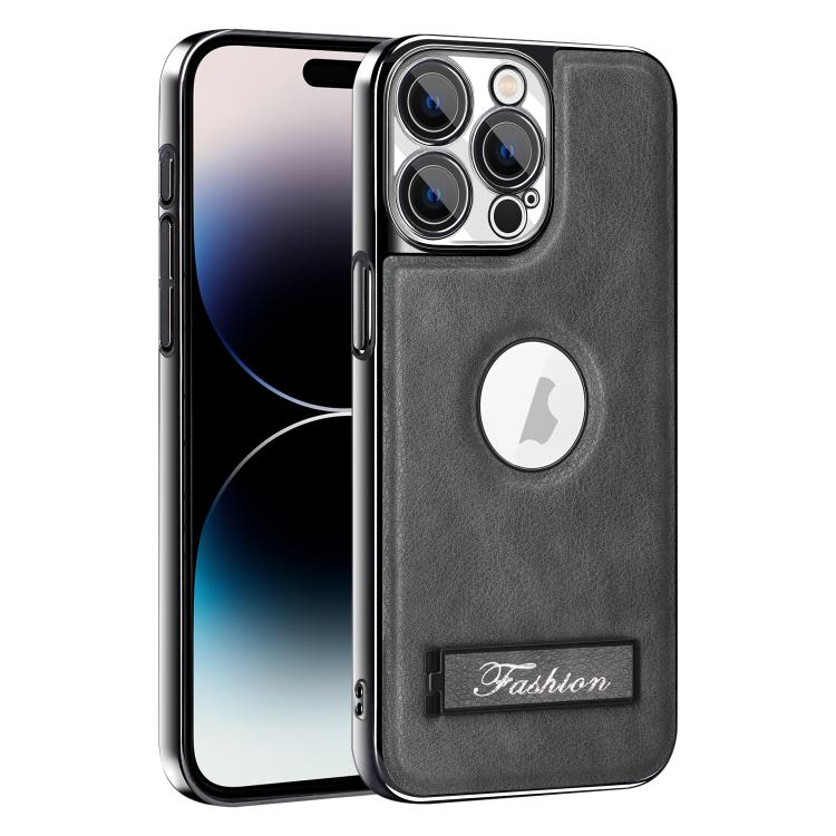 For iPhone 14 Pro Fashion Electroplated Fold Holder Shockproof Phone Case
