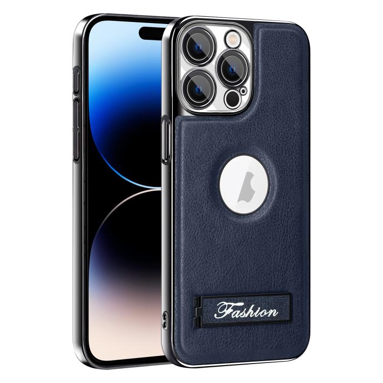 For iPhone 14 Pro Max Fashion Electroplated Fold Holder Shockproof Phone Case