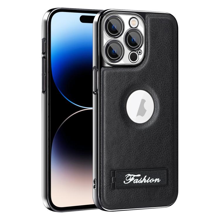For iPhone 14 Pro Max Fashion Electroplated Fold Holder Shockproof Phone Case