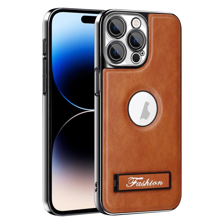 For iPhone 14 Pro Max Fashion Electroplated Fold Holder Shockproof Phone Case